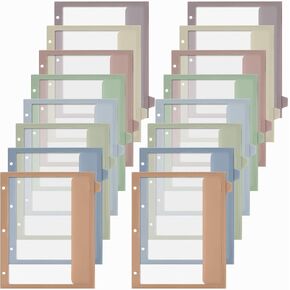 2 مجموعة من الفواصل بولي 8-TAB مع الجيوب الرؤية الواضحة 3 حفرة مثقبة مع ورقة الملصقات 8.5 × 11 بوصة مع جيوب (بوهو)