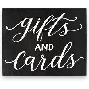 JennyGems Gifts and Cards Sign - 12x10 Inch Wedding and Party Decor, Hanging Wall Sign, Versatile Event Decoration (Black)