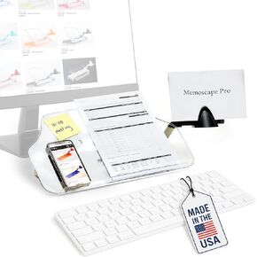 Memoscape Pro Document Document Copy حامل للمكتب - يساعد على زيادة الإنتاجية وتقليل سلالة الرقبة - حامل الورق للمكتب عند الكتابة - ملحق المنظمة والمنزل - أبيض