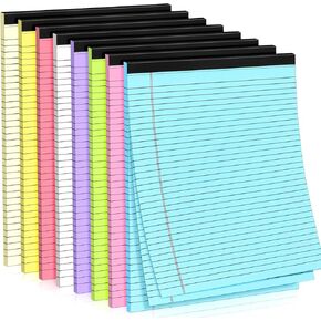 Tecmisse 4 Pack Note Pads 8.5 x 11, Colored Legal Pads, Ruled College Writing Pads, 30 Sheets of Each Paper Pads for School Supplies and Office Use (4 Colors)