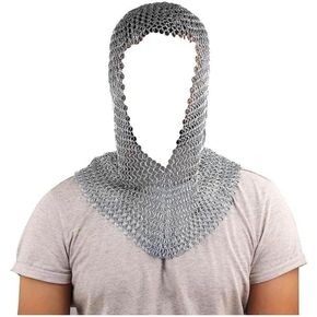 Aluminum Butted Chainmail Coif Head Hood, Large Size Headwear