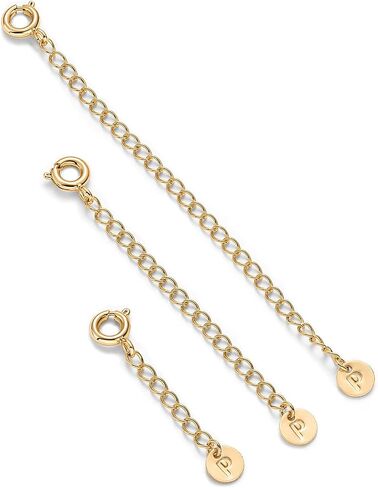PAVOI 14K GOLD PLATED CANDLACE REACTERS PACK للنساء - مجموعة من ثلاثة تمديد سوار قلادة ذهبية مع قفل حلقة الربيع - 1 ، 2 ، 3 بوصة in Kuwait