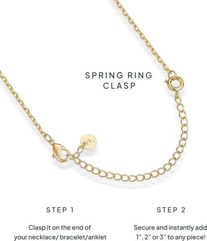 PAVOI 14K GOLD PLATED CANDLACE REACTERS PACK للنساء - مجموعة من ثلاثة تمديد سوار قلادة ذهبية مع قفل حلقة الربيع - 1 ، 2 ، 3 بوصة in Kuwait