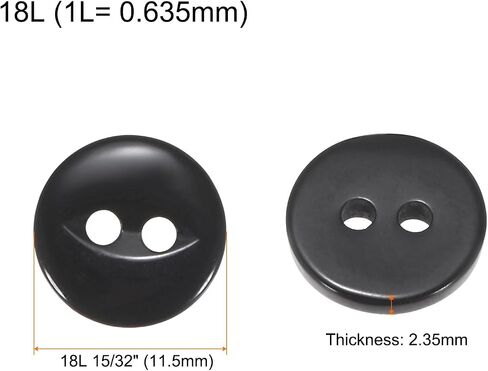 HARFINGTON 20pcs 24L Black Round Sewing Buttons 15mm 5/8" Resin 2-Hole Fish Eye Craft Replacement Button for Craft Pants Dress Skirt Clothing Fastener Buttons in Kuwait