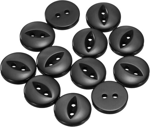 Harfington 12pcs 24l أزرار خياطة أسود جولة 15 ملم 5/8 "راتنج 2 حفرة السمكة البديل الحرف الزر لزخرفة الزخرفة الأزرار تنورة أزرار الثياب in Kuwait