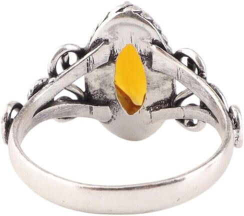 Gemstone Citrine Natural 925 Sterling Silver المصنوعة يدويًا الحجم الحجم 6 ، حلقة السترين الفضية الصلبة ، حلقة بوهو للنساء ، حلقة شكل ماركيز 6 × 12 مم ، مجوهرات الحجر المولد نوفمبر (السترين ، 6) in Kuwait