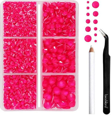 BEADSLAND Hotfix Rhinestones, 4000 PCS Light Red Rhinestones for Clothes Crafts Mixed 6 Sizes with Wax Pencil and Tweezers Kit, SS6-SS30, Light Siam in Saudi Arabia