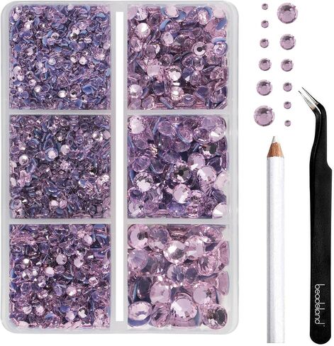 BEADSLAND Hotfix Rhinestones, 4000 PCS Light Red Rhinestones for Clothes Crafts Mixed 6 Sizes with Wax Pencil and Tweezers Kit, SS6-SS30, Light Siam in Saudi Arabia