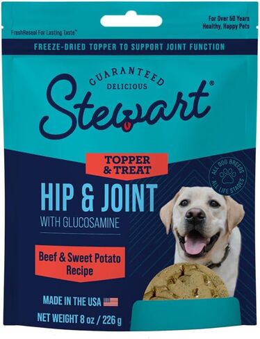 Stewart Freeze Dried Dog Food Topper, Hip and Joint, Beef and Sweet Potato Recipe, 8 Ounce Pouch, Glucosamine for Healthy Joints in Saudi Arabia