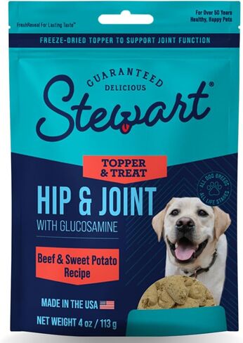 Stewart Freeze Dried Dog Food Topper, Hip and Joint, Beef and Sweet Potato Recipe, 8 Ounce Pouch, Glucosamine for Healthy Joints in Saudi Arabia