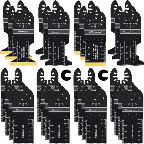 Bionso 55PCS Oscillating Saw Blades, Professional Universal Titanium Multitool Blades for Wood Plastics Metal, Quick Release Multi Tool Kits Fit Dewalt Ryobi Milwaukee Rockwell Fein Makita in Saudi Arabia