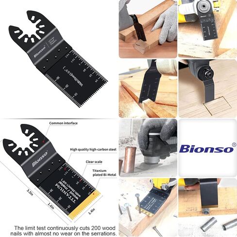 Bionso 55PCS Oscillating Saw Blades, Professional Universal Titanium Multitool Blades for Wood Plastics Metal, Quick Release Multi Tool Kits Fit Dewalt Ryobi Milwaukee Rockwell Fein Makita in Saudi Arabia