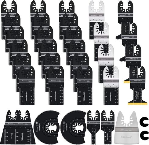 Bionso 55PCS Oscillating Saw Blades, Professional Universal Titanium Multitool Blades for Wood Plastics Metal, Quick Release Multi Tool Kits Fit Dewalt Ryobi Milwaukee Rockwell Fein Makita in Saudi Arabia
