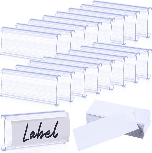 150 Pcs Wire Shelf Label Holders Wire Label Holder Plastic Shelf Tags for Wire Shelving Metro Shelving Clips Shelf Label Clips with Label Paper Inserts, Compatible with 1-1/4 Inch Shelves in Saudi Arabia