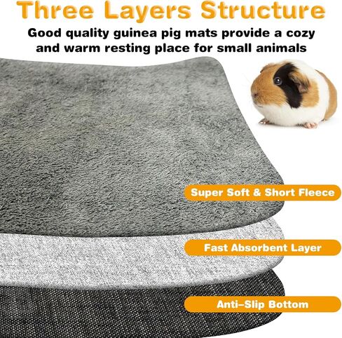 PINVNBY 4 Pack Guinea Pig Cage Liner Washable Guinea Pig Fleece Cage Liners with Non-Slip Bottom Reusable Guinea Pig Pee Pads Absorbent Bedding for Small Animals Rabbit Hamster (Brown 24" x 16") in Saudi Arabia