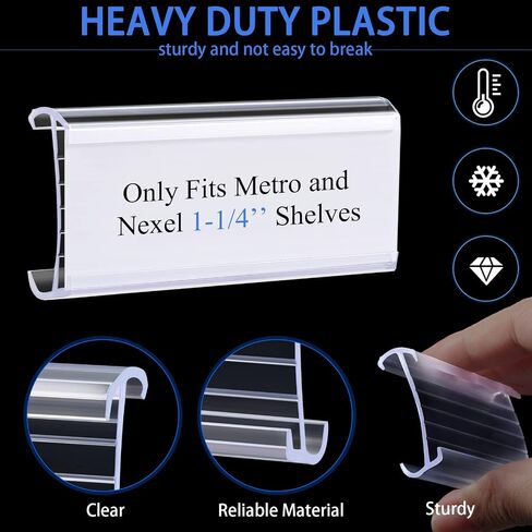 150 Pcs Wire Shelf Label Holders Wire Label Holder Plastic Shelf Tags for Wire Shelving Metro Shelving Clips Shelf Label Clips with Label Paper Inserts, Compatible with 1-1/4 Inch Shelves in Saudi Arabia