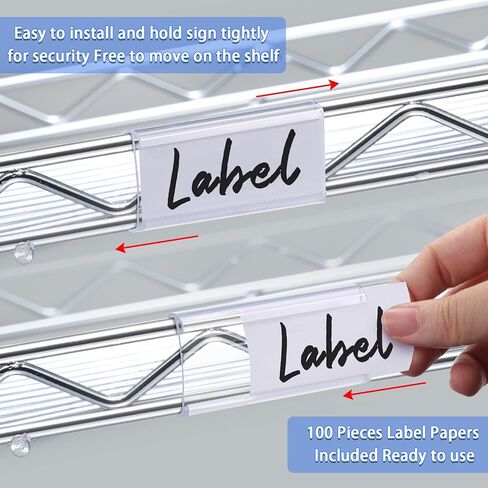 150 Pcs Wire Shelf Label Holders Wire Label Holder Plastic Shelf Tags for Wire Shelving Metro Shelving Clips Shelf Label Clips with Label Paper Inserts, Compatible with 1-1/4 Inch Shelves in Saudi Arabia