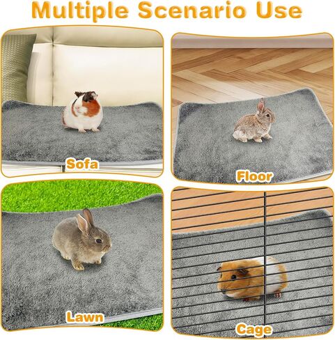 PINVNBY 4 Pack Guinea Pig Cage Liner Washable Guinea Pig Fleece Cage Liners with Non-Slip Bottom Reusable Guinea Pig Pee Pads Absorbent Bedding for Small Animals Rabbit Hamster (Brown 24" x 16") in Saudi Arabia