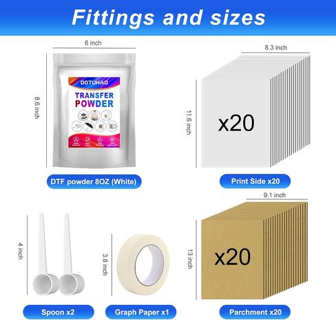 DOTUHAO DTF Powder, DTF Transfer Powder, DTF Transfer Film and Powder Kit for Sublimation, Direct-to-Film Transfer for Any Fabric, DTF Starter Kit for DTF & Sublimation Printer (Black,8oz) in Saudi Arabia