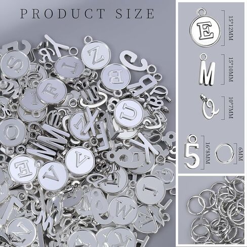 LEOBRO Letter Charms, 376 Pcs Gold Charms for Jewelry Making, Bracelet Charms, Necklace Charms, 6 Sets Gold Letter Charms with Number Charms and Jump Rings for Jewelry Making, Gold in Kuwait