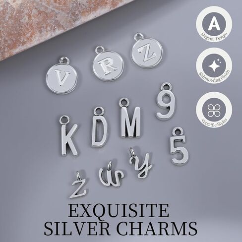 LEOBRO Letter Charms, 376 Pcs Gold Charms for Jewelry Making, Bracelet Charms, Necklace Charms, 6 Sets Gold Letter Charms with Number Charms and Jump Rings for Jewelry Making, Gold in Kuwait