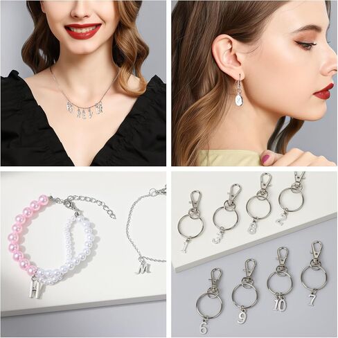 LEOBRO Letter Charms, 376 Pcs Gold Charms for Jewelry Making, Bracelet Charms, Necklace Charms, 6 Sets Gold Letter Charms with Number Charms and Jump Rings for Jewelry Making, Gold in Kuwait