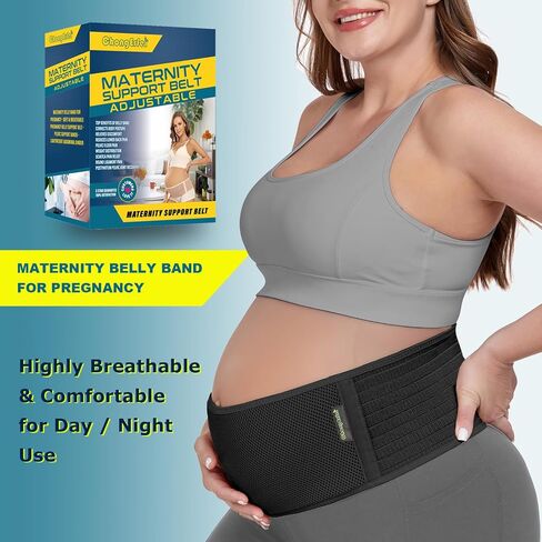 ChongErfei Pregnancy Belly Band Maternity Belt Back Support | Abdominal Binder Back Brace - Relieve Back, Pelvic, Hip Pain for Pregnancy Recovery (Black,One Size) in Saudi Arabia