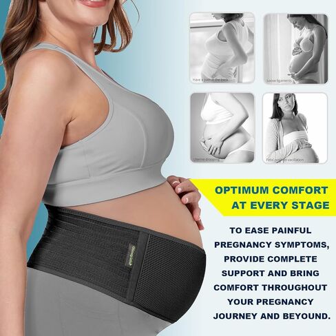 ChongErfei Pregnancy Belly Band Maternity Belt Back Support | Abdominal Binder Back Brace - Relieve Back, Pelvic, Hip Pain for Pregnancy Recovery (Black,One Size) in Saudi Arabia