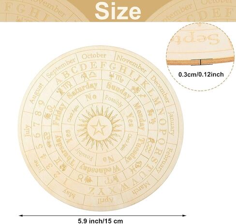 Star Pendulum Board Wooden Dowsing Board Divination Metaphysical Message Board for Witchcraft Wiccan Altar Supplies Kit Beginner Witchcraft Supply, Round Shape (9.8 Inch) in Saudi Arabia