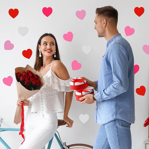 Tatuo 500 Pcs Valentine's Day Heart Cutouts Small 2'' Paper Hearts Cut Outs Heart Shaped Paper Die Cuts for Valentine's Day Bulletin Board Decor School Craft(Red, Pink, White,Glitter) in Kuwait