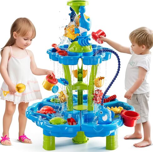 Water Table for Toddlers 3-5, Kids Sand Water Table, Water and Sand Activity Sensory Tables Summer Outdoor Toys Beach Toys for Outside Backyard for Kids Toddlers Age 3 4 5 6 7 8 in Saudi Arabia