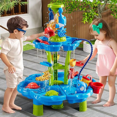 Water Table for Toddlers 3-5, Kids Sand Water Table, Water and Sand Activity Sensory Tables Summer Outdoor Toys Beach Toys for Outside Backyard for Kids Toddlers Age 3 4 5 6 7 8 in Saudi Arabia