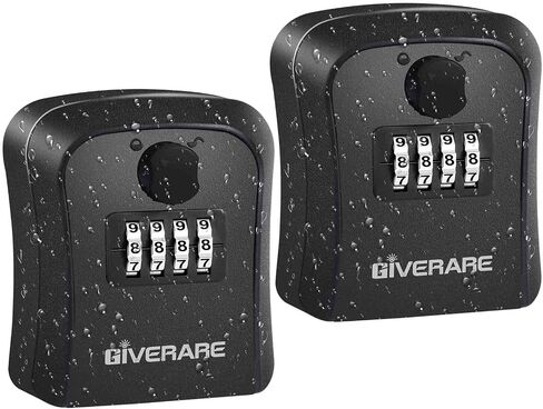 مربع قفل Giverare ، 4 أرقام مزيج Lockbox ، مقاوم للمفتاح في الهواء الطلق للماء للمنزل تخزين الحائط الحائط في الخارج ، رمز قابلة لإعادة التوطين صناديق كلمة مرور الأمان الآمن مع أدوات التثبيت الأسود in Kuwait