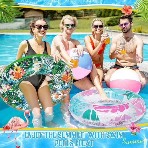Libima 4 Pcs Inflatable Pool Floats, Pool Floaties Swim Rings Pool Tubes Donut Fruit Hawaiian Tire Inner Tubes Floaties for Adults Hawaiian Beach Party Decorations in Saudi Arabia