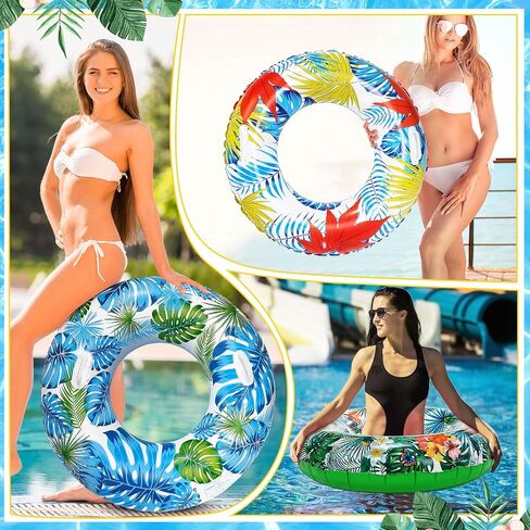 Libima 4 Pcs Inflatable Pool Floats, Pool Floaties Swim Rings Pool Tubes Donut Fruit Hawaiian Tire Inner Tubes Floaties for Adults Hawaiian Beach Party Decorations in Saudi Arabia