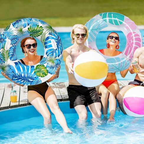 Libima 4 Pcs Inflatable Pool Floats, Pool Floaties Swim Rings Pool Tubes Donut Fruit Hawaiian Tire Inner Tubes Floaties for Adults Hawaiian Beach Party Decorations in Saudi Arabia