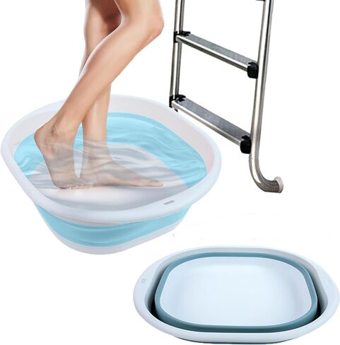 Portable Pool Foot Bath,Collapsible Pool Foot Wash Basin Tub,Foot Bath Basin for Above Ground Swimming Pools Accessories(Gray Baths) in Saudi Arabia