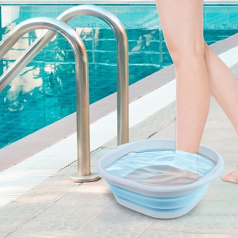 Portable Pool Foot Bath,Collapsible Pool Foot Wash Basin Tub,Foot Bath Basin for Above Ground Swimming Pools Accessories(Gray Baths) in Saudi Arabia