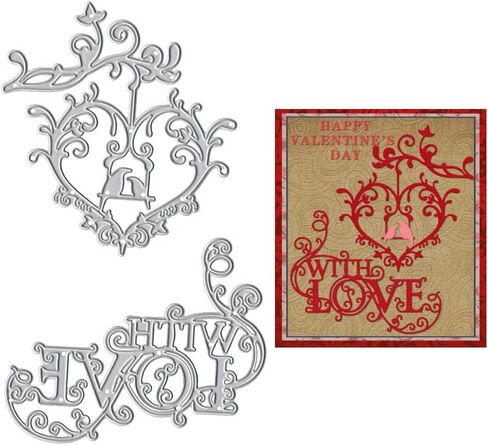 Valentines Metal Cutting Dies for Card Making, Lace Flowers Love Words Sentences Die Cuts Embossing Stencil Template Tool for Valentine's Day DIY Scrapbooking Paper Card Photo Album Craft Decoration in Kuwait