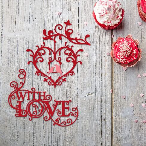 Valentines Metal Cutting Dies for Card Making, Lace Flowers Love Words Sentences Die Cuts Embossing Stencil Template Tool for Valentine's Day DIY Scrapbooking Paper Card Photo Album Craft Decoration in Kuwait