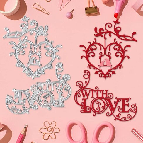 Valentines Metal Cutting Dies for Card Making, Lace Flowers Love Words Sentences Die Cuts Embossing Stencil Template Tool for Valentine's Day DIY Scrapbooking Paper Card Photo Album Craft Decoration in Kuwait