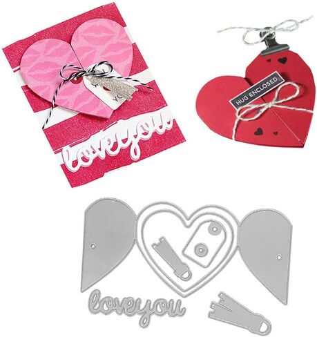 Valentines Metal Cutting Dies for Card Making, Lace Flowers Love Words Sentences Die Cuts Embossing Stencil Template Tool for Valentine's Day DIY Scrapbooking Paper Card Photo Album Craft Decoration in Kuwait