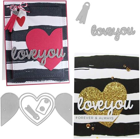Valentines Metal Cutting Dies for Card Making, Lace Flowers Love Words Sentences Die Cuts Embossing Stencil Template Tool for Valentine's Day DIY Scrapbooking Paper Card Photo Album Craft Decoration in Kuwait