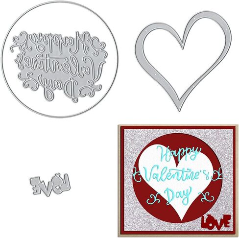 Valentines Metal Cutting Dies for Card Making, Lace Flowers Love Words Sentences Die Cuts Embossing Stencil Template Tool for Valentine's Day DIY Scrapbooking Paper Card Photo Album Craft Decoration in Kuwait