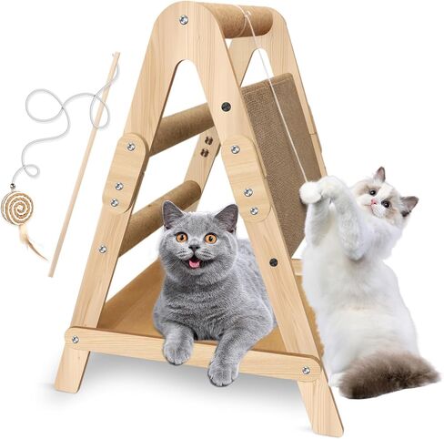 Cat Scratching Pads Sisal Pad Cat Scratcher Ramp Cat Scratcher Sisal Cat Scratcher Solid Wood Cat Scratching Board (with Wooden Cat Teaser) in Saudi Arabia