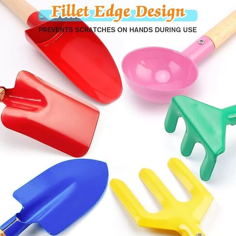 6 قطع أدوات البستنة ، ألعاب الرمال الشاطئية للأطفال ، مصنوعة من المعدن مع مقبض خشبي قوي ، مجموعة البستنة الشاطئية الآمنة ، الملعقة ، الشوكة ، أشعل النار والمجرفة ، الهدايا للأطفال in Kuwait