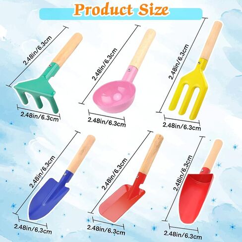 6 قطع أدوات البستنة ، ألعاب الرمال الشاطئية للأطفال ، مصنوعة من المعدن مع مقبض خشبي قوي ، مجموعة البستنة الشاطئية الآمنة ، الملعقة ، الشوكة ، أشعل النار والمجرفة ، الهدايا للأطفال in Kuwait