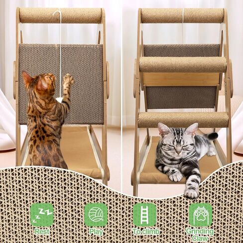 Cat Scratching Pads Sisal Pad Cat Scratcher Ramp Cat Scratcher Sisal Cat Scratcher Solid Wood Cat Scratching Board (with Wooden Cat Teaser) in Saudi Arabia
