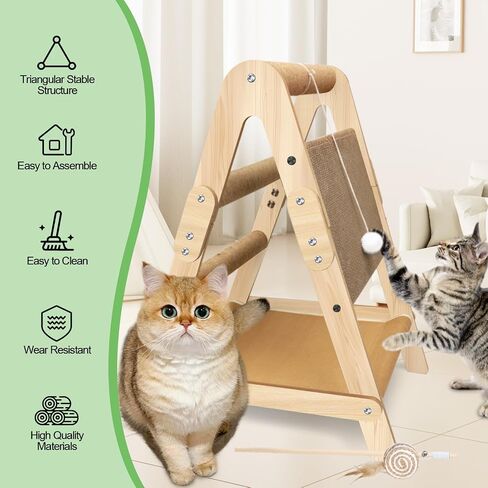 Cat Scratching Pads Sisal Pad Cat Scratcher Ramp Cat Scratcher Sisal Cat Scratcher Solid Wood Cat Scratching Board (with Wooden Cat Teaser) in Saudi Arabia