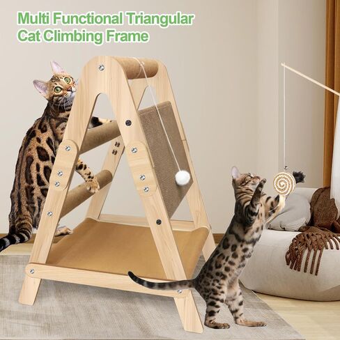 Cat Scratching Pads Sisal Pad Cat Scratcher Ramp Cat Scratcher Sisal Cat Scratcher Solid Wood Cat Scratching Board (with Wooden Cat Teaser) in Saudi Arabia